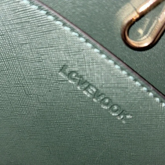 Lovevook color block tote Small tote Saffiano Hunter Green grey cream NWOT - Picture 16 of 17